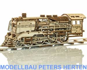 Dampflok mit Schiene 3D-tec Holzbausatz