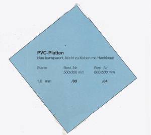 PVC-Platte 600x500x1,0 mm blau transparent
