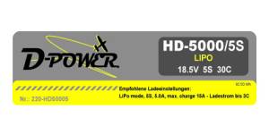 D-Power HD-5000 5S Lipo (18,5V) 30C - 220-HD50005 Abb. 1