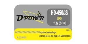 D-Power HD 450 3S Lipo (11,1V) 30C mit BEC Stecker - 220-HD4503 Abb. 1