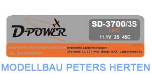 D-Power SD-3700 3S Lipo (11,1V) 45C - mit XT60-Stecker - SD37003XT abb 2