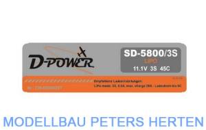 D-Power SD-5800 3S Lipo (11,1V) 45C - mit T-Stecker   - SD58003T  abb 1