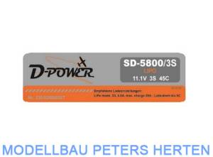 D-Power SD-5800 3S Lipo (11,1V) 45C - mit XT-60 Stecker  -SD58003XT  abb 1
