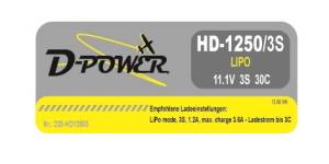 D-Power HD-1250 3S Lipo (11,1V) 30C - 220-HD12503 Abb. 1