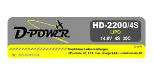 D-Power HD-2200 4S Lipo (14,8V) 30C - 220-HD22004 abb 1