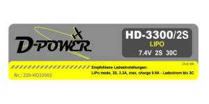 D-Power HD-3300 2S Lipo (7,4V) 30C - 220-HD33002 abb 1