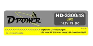 D-Power HD-3300 4S Lipo (14,8V) 30C - 220-HD33004 Abb. 1