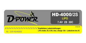 D-Power HD-4000 2S Lipo (7,4V) 30C - 220-HD40002 Abb. 1