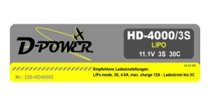 D-Power HD-4000 3S Lipo (11,1V) 30C - 220-HD40003 Abb. 1