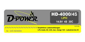 D-Power HD-4000 4S Lipo (14,8V) 30C - 220-HD40004 abb 1