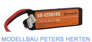 D-Power SD-1250 4S Lipo (14,8V) 45C - mit T - Stecker    - SD12504T abb 1