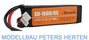 D-Power SD-1600 4S Lipo (14,8V) 45C mit T-Stecker - SD16004T abb 1