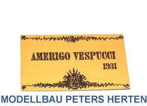 Gravurschild Holz Amerigo Vespucci